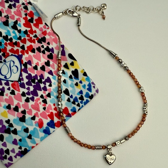 Brighton Jewelry - Brighton Hope Heart Necklace - Silver + Amber